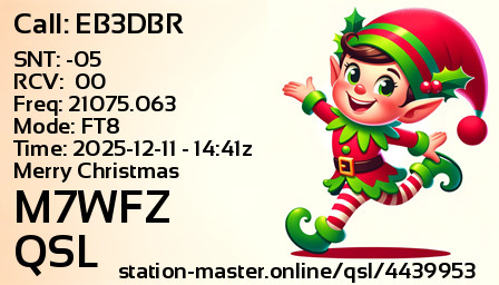 QSL Card for M7WFZ QSO with EB3DBR