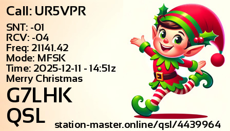 QSL Card for G7LHK QSO with UR5VPR
