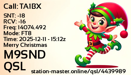 QSL Card for M9SND QSO with TA1BX