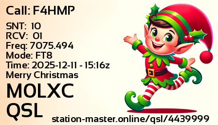QSL Card for M0LXC QSO with F4HMP