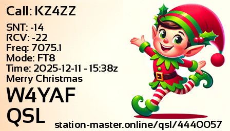 QSL Card for W4YAF QSO with KZ4ZZ