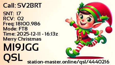 QSL Card for MI9JGG QSO with SV2BRT