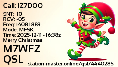 QSL Card for M7WFZ QSO with IZ7DOO
