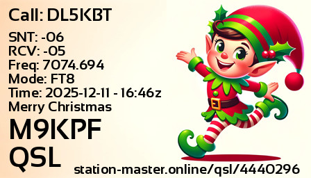 QSL Card for M9KPF QSO with DL5KBT