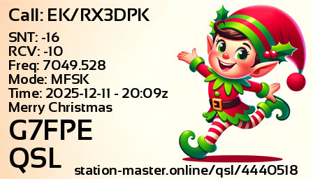 QSL Card for G7FPE QSO with EK/RX3DPK