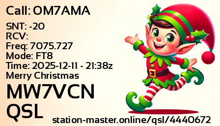 QSL Card for MW7VCN QSO with OM7AMA