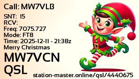 QSL Card for MW7VCN QSO with MW7VLB