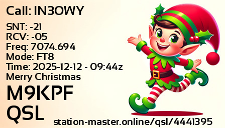 QSL Card for M9KPF QSO with IN3OWY