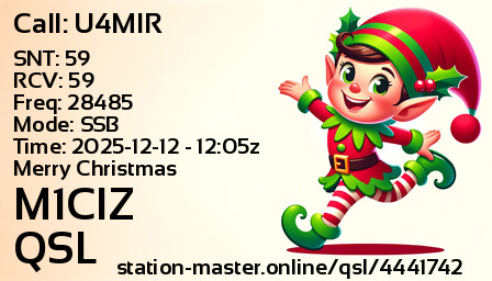 QSL Card for M1CIZ QSO with U4MIR