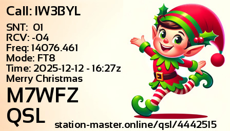 QSL Card for M7WFZ QSO with IW3BYL