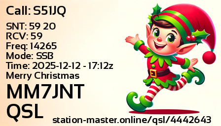 QSL Card for MM7JNT QSO with S51JQ