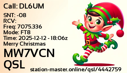 QSL Card for MW7VCN QSO with DL6UM