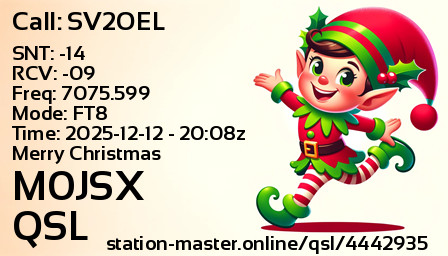 QSL Card for M0JSX QSO with SV2OEL