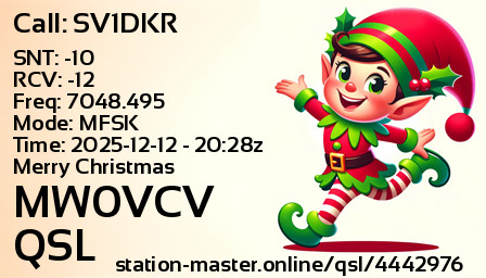 QSL Card for MW0VCV QSO with SV1DKR