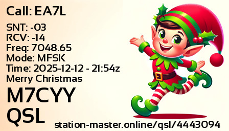QSL Card for M7CYY QSO with EA7L