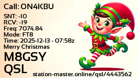QSL Card for M8GSY QSO with ON4KBU