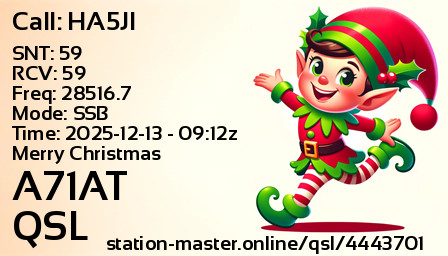 QSL Card for A71AT QSO with HA5JI