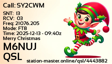 QSL Card for M6NUJ QSO with SY2CWM