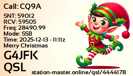 QSL Card for G4JFK QSO with CQ9A