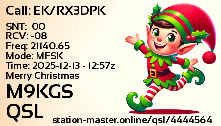 QSL Card for M9KGS QSO with EK/RX3DPK