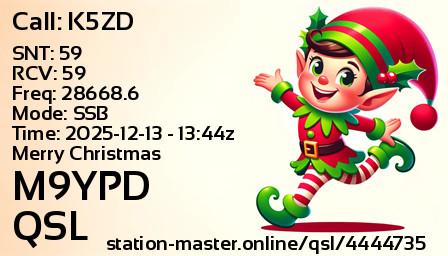 QSL Card for M9YPD QSO with K5ZD