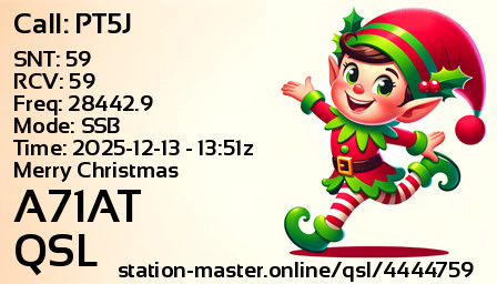 QSL Card for A71AT QSO with PT5J
