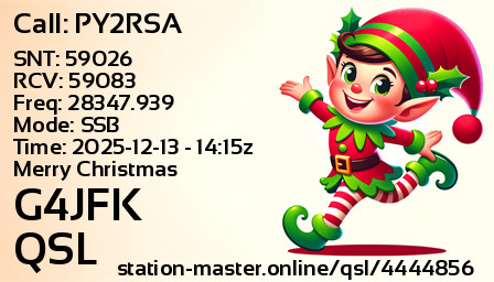 QSL Card for G4JFK QSO with PY2RSA