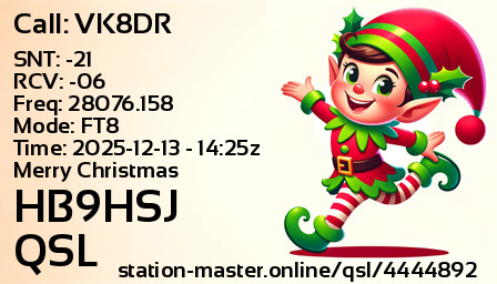 QSL Card for HB9HSJ QSO with VK8DR
