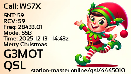 QSL Card for G3MOT QSO with WS7X