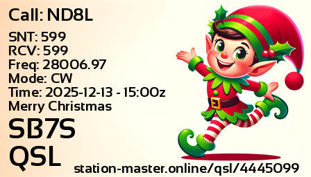 QSL Card for SB7S QSO with ND8L