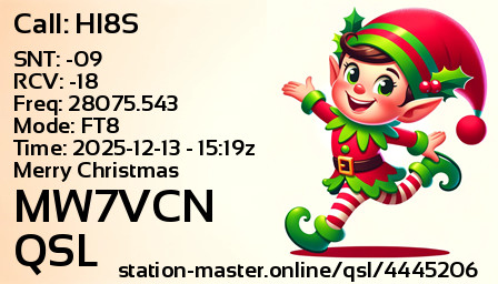 QSL Card for MW7VCN QSO with HI8S