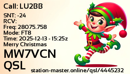 QSL Card for MW7VCN QSO with LU2BB