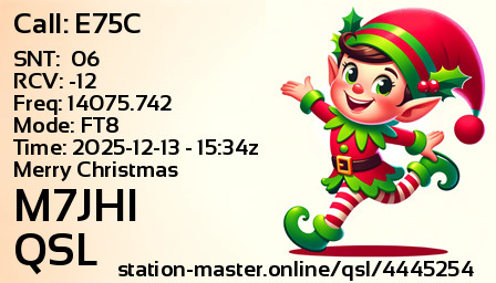 QSL Card for M7JHI QSO with E75C