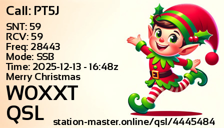 QSL Card for W0XXT QSO with PT5J