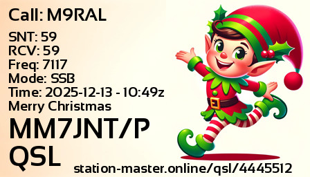 QSL Card for MM7JNT/P QSO with M9RAL