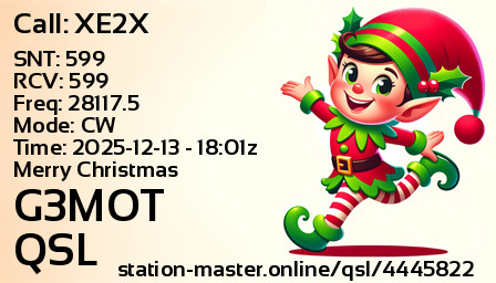 QSL Card for G3MOT QSO with XE2X