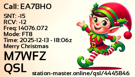 QSL Card for M7WFZ QSO with EA7BHO