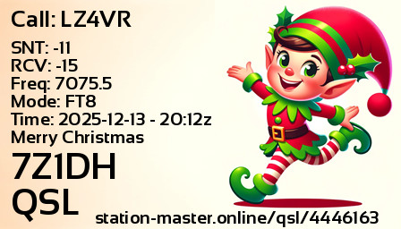 QSL Card for 7Z1DH QSO with LZ4VR