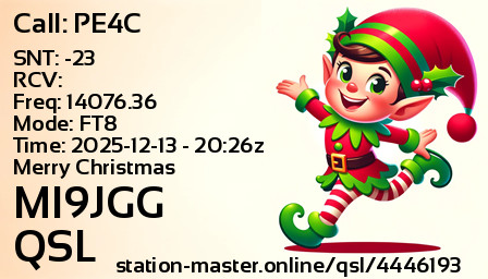 QSL Card for MI9JGG QSO with PE4C
