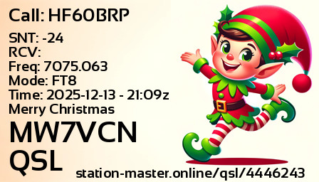 QSL Card for MW7VCN QSO with HF60BRP