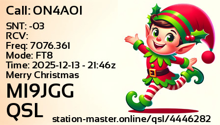 QSL Card for MI9JGG QSO with ON4AOI