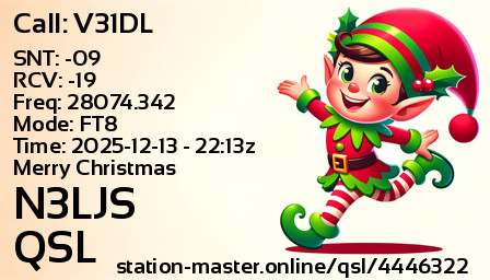 QSL Card for N3LJS QSO with V31DL
