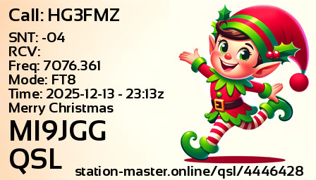 QSL Card for MI9JGG QSO with HG3FMZ