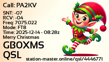 QSL Card for GB0XMS QSO with PA2KV