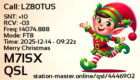 QSL Card for M7ISX QSO with LZ80TUS