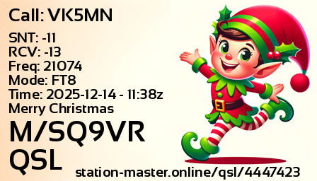 QSL Card for M/SQ9VR QSO with VK5MN