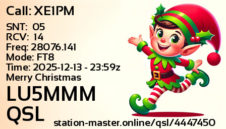 QSL Card for LU5MMM QSO with XE1PM