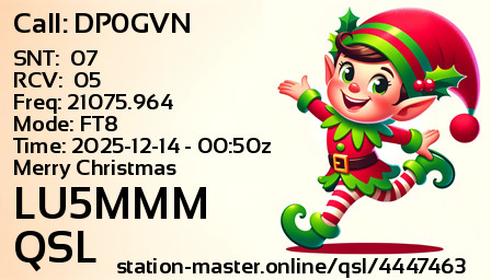 QSL Card for LU5MMM QSO with DP0GVN