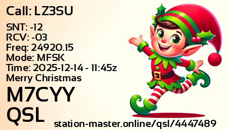 QSL Card for M7CYY QSO with LZ3SU