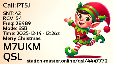 QSL Card for M7UKM QSO with PT5J